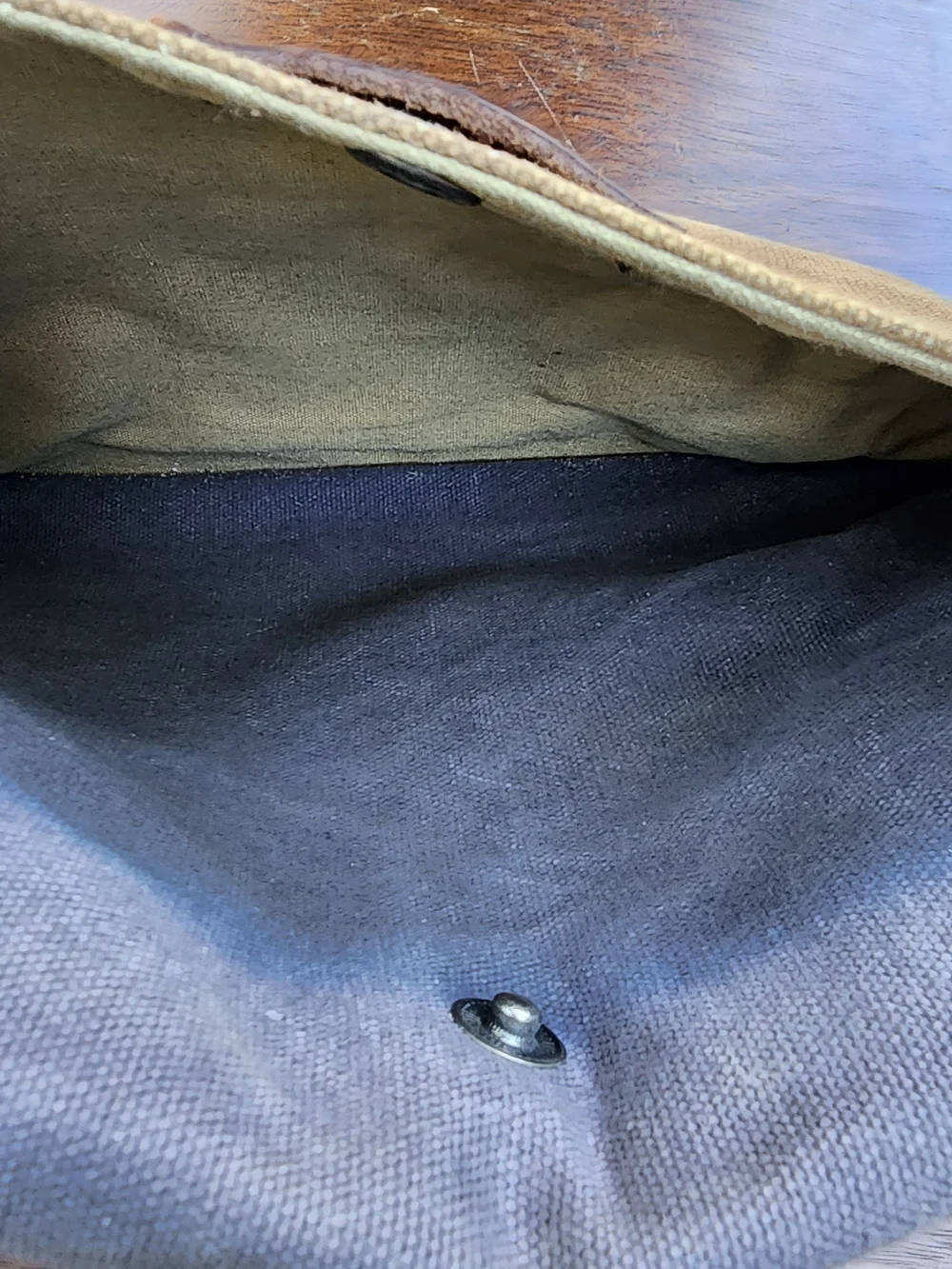 Vintage Waxed Canvas Tote Bag Two Tone Grey Brown Utility Work Shoulder Handbag